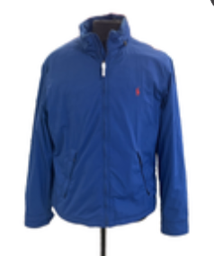 Polo Ralph Lauren Jacket Mens L Blue Fleece Lined Hooded Full Zip Vintage Parka