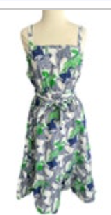 La Vogue Vintage Cotton Sun Dress White Blue Green Animals Size 14 READ