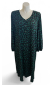 J Jill Long Sleeve Animal Print Button Front Maxi Dress Women 4X Green Cottage