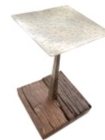 Pottery Barn Pillar Candle Holder Reclaimed Wood Rustic Brutalist Display Stand