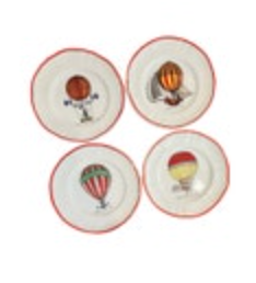 Lot of 4 LONGCHAMP France Historic Hot Air Balloon Bread Dessert Plates 6 1/4"