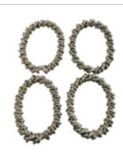 4 Silver Tone Rope Twist Napkin Rings Heavy Metal Oval
