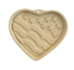 Patriotic Heart Stoneware Cookie Mold Flag USA Pampered Chef Chocolate Crafts