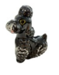 Black White Poodle Figurine Japan Redware Hand Painted Mini Vintage