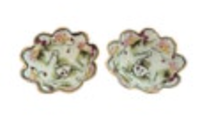 Antique Nippon? Japan Hand Painted Floral Salt Cellars Gold Trim Gorgeous 2pc