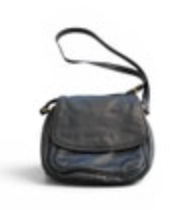 Stone Mountain Vintage Black Soft Leather Shoulder Bag Handbag Purse Medium