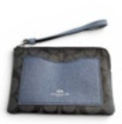Coach Wallet Wristlet Black Smoke Metallic Navy CC Logo EUC