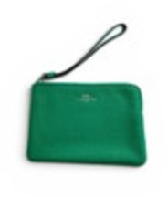 Coach Wristlet Green Leather Corner Zip EUC