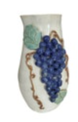 Vintage Studio Pottery Grapes Vines Pottery Vase 7” Italian Style 3D Signed