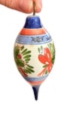 Delft Holland Holly Berry Ornament Red Blue Handpainted Pottery Teardrop Signed