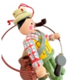Fly Fishing Christmas Ornament Midwest of Cannon Falls Wood Painted