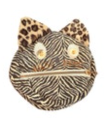 Artsy Cat Kitten Face Zipper Pouch Coin Purse Handmade Mixed Material Cute