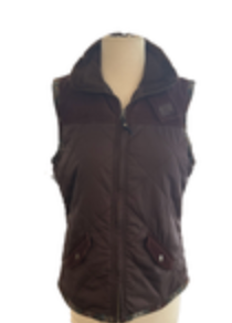 CAbi Brown Quilted Vest Corduroy Plaid Trim M Indie Cottagecore Floral Interior