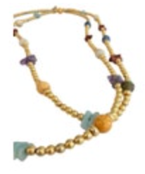 Vintage Robert Rose Beaded Strand Necklace Stone Gold Tone 42”