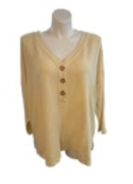J Jill Sweater Womens 4X Beige V Neck Mid-Length Comfy Sweater