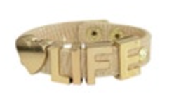 BCBGeneration Affirmation "LIFE" Cuff Bracelet Heart Croc Embossed Snap