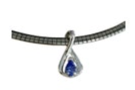 Silver Tone Serpentine Omega Necklace Teardrop Pendant Crystal? Purple Teardrop