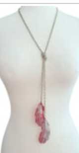 Silver Tone Chain Lariat Necklace Layering 41” Feather Y-Necklace