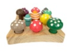 Wooden Matching Mushrooms Counting Sorting Board Painted Social Emotional Cute