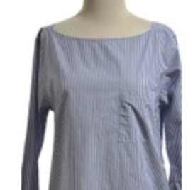 J Crew Women Size 6 Striped Poplin Blue White Nautical Beach Shirt