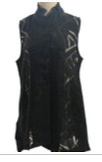 Terra SJ Apparel Black Sheer Sleeveless Wire Band Collar Blouse Size Medium