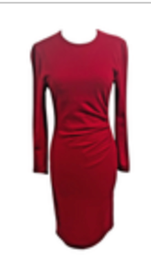 S. Nemeroff Vintage Red Women's Size 4 Merino Wool Rouched Dress Long Sleeve