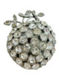 Silver Tone Rhinestone Fruit Apple Pin Brooch Vintage Teacher Bling
