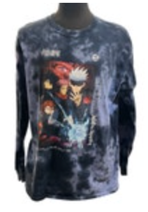 Jujutsu Kaisen L/S T-Shirt Mens XL Black Tie Dye Idatori Gojo Fushiguro Kugisaki