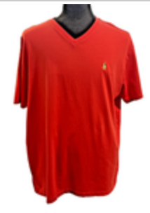 Polo Ralph Lauren Shirt Mens XL Red V Neck Logo Tee Tagless Cotton Jersey