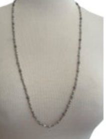 Napier Silver Tone Grey Beaded Necklace Lobster Clasp Chain Dainty Layer