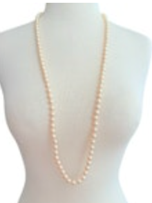 Marvella Faux Pearl Necklace Hand Knotted Strand Beaded 35”