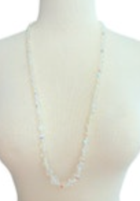 Aurora Borealis Clear Necklace Strand Beaded Classic 32”