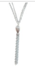 Vintage Silver Tone Tassel Chain Textured Necklace Overhead Layering
