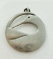 Vintage Pewter Loon Duck Pendant Kenneth Kantro Signed Modernist 1987