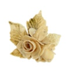 Vintage Yellow Rose Celluloid Flower Brooch Pin With Leaf Detail