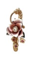 Vintage Early CORO Enamel & Rhinestone Rose Flower Pin Brooch Signed