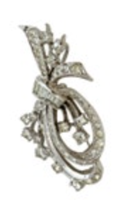 Vintage Estate Art Deco Glass Rhinestone Flower Brooch Pin Pendant
