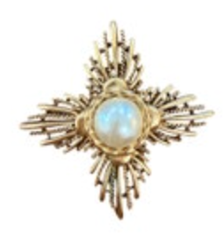 Premier Designs Gold Tone Cross Faux Pearl brooch pendant