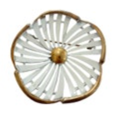 Vintage Large Gold Tone Floral Flower Deco White Brooch Statement Pin Retro