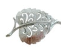 Vintage Gerry’s Silver Tone Scroll Leaf Brooch Pin Textured