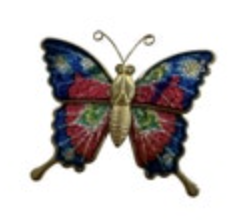 Vintage Butterfly Brooch Pin Bright Colors Glitter Gold Tone