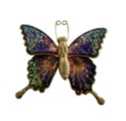 Vintage Interpur Taiwan Butterfly Brooch Pin Jewel Tone Colors Glitter Gold Tone