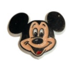Disney Mickey Mouse Plastic Head Pin Brooch 1980s Vintage