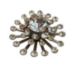Vintage Coro Rhinestone Silver Tone Brooch Statement Deco Flower Burst