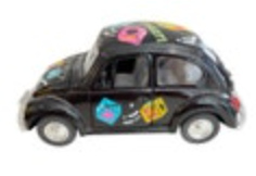 '67 Volkswagen VW Beetle Bug Car Pull-Back Metal Toy Black Bright Dice Collect