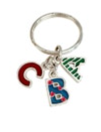 Teacher ABC Keychain Bag Charm Key Ring Enameled Metal Silver Tone