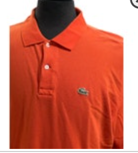 Lacoste Polo Shirt Orange Size 9 Crocodile Logo Classic Fit READ
