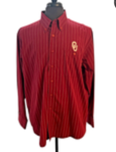 Antigua Oklahoma Sooners Shirt Mens Large Red Pinstripe Button Down Long Sleeve