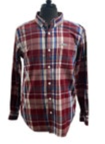 Columbia Sportswear Mens Large Red Blue Plaid Button Down Long Sleeve Shirt