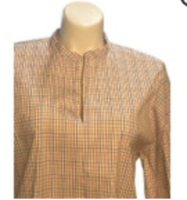 LAFAYETTE 148 New York Taupe Check V Neck Side Slit Elbow Sleeve Tunic Large